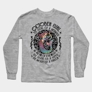 October Girl The Soul Of A Mermaid Hippie T-shirt Long Sleeve T-Shirt